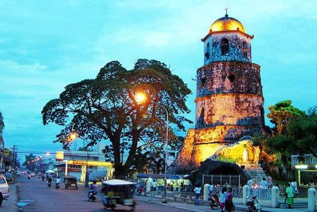 The Belfry Tower in Dumaguete coastal promenade and streetlights - highlights of the City Tour.